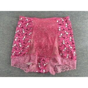 RHONDA SHEAR - Pink Mesh Pin-Up Retro High Waist Panty Size M  A16